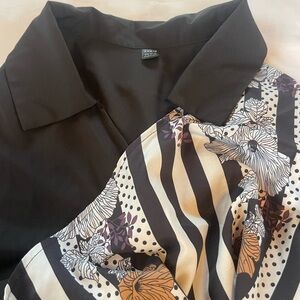 SHEIN Black and Patterned Blouse